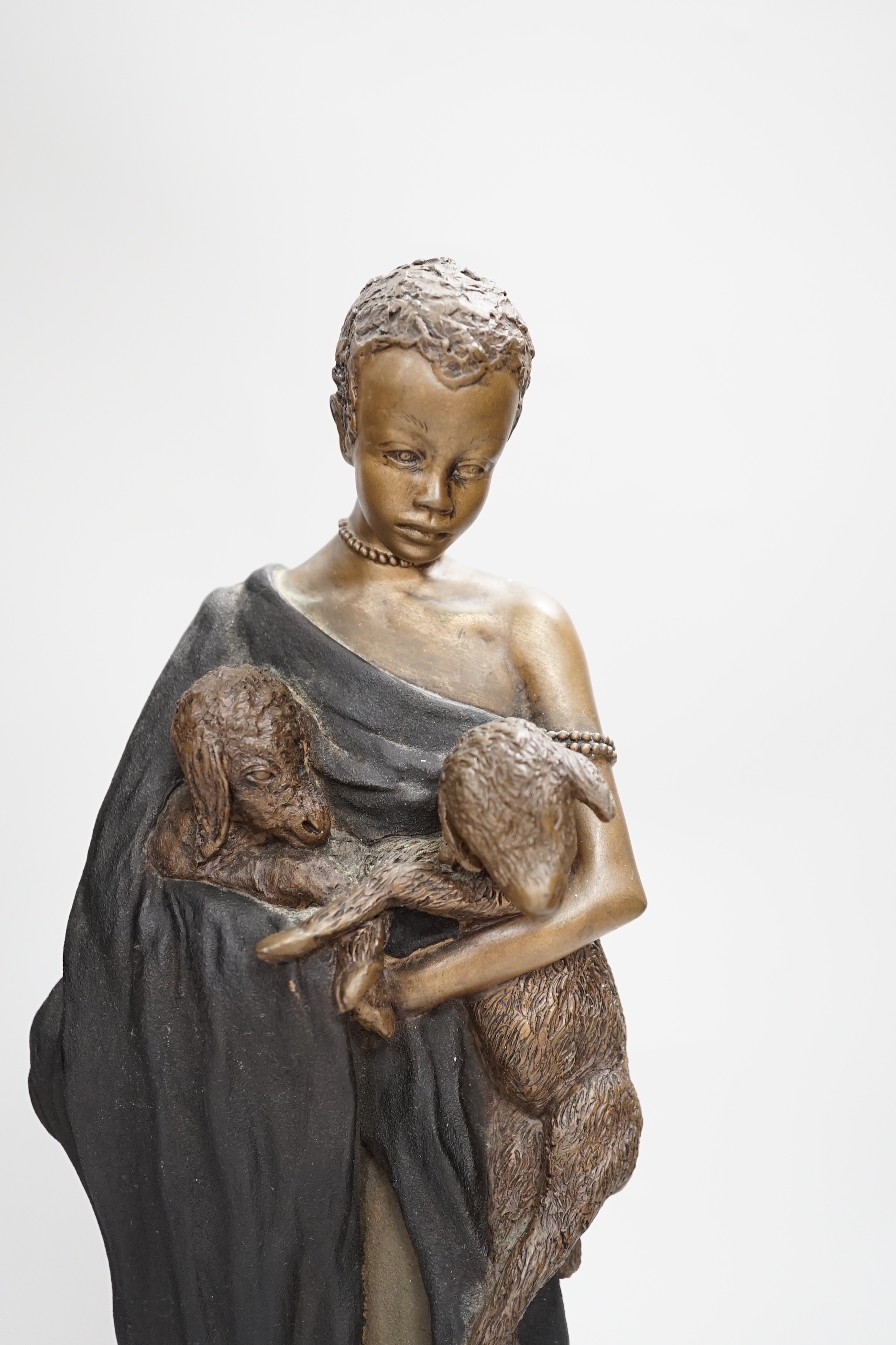 Stacy Baynes, limited edition bronzed resin Masai figure, 